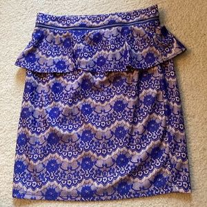 Skies Are Blue, blue lace peplum skirt
